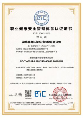 職業(yè)健康安全管理體系認(rèn)證證書